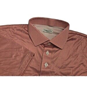 NWOT Collars & Co Mens XL Tall Dress Collar Polo Shirt Red Houndstooth